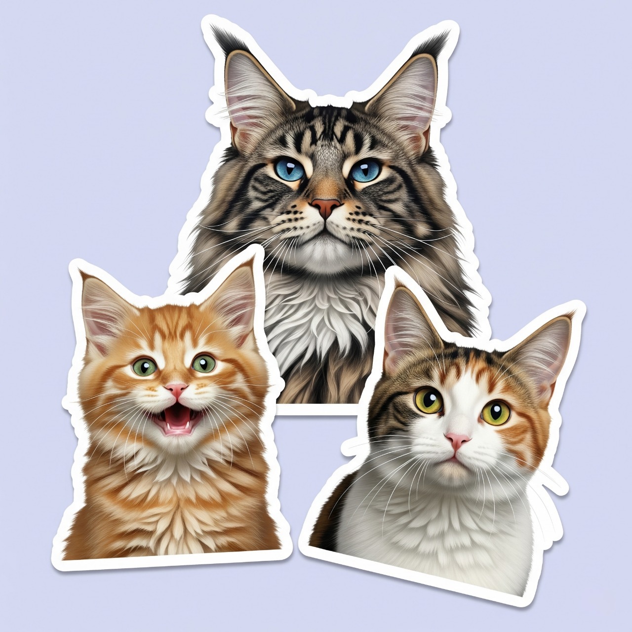 Professional quality cat sticker with clean edges and transparent background - AI photo to sticker conversion example